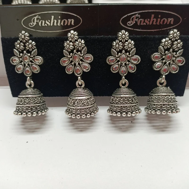 hoop earrings for women-Tahura Oxidised Plated Jhumki Earrings