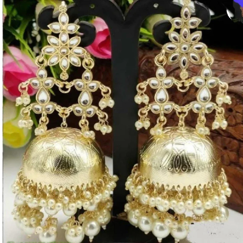 statement earrings for women-Lucentarts Jewellery Gold Plated Jhumki Earrings