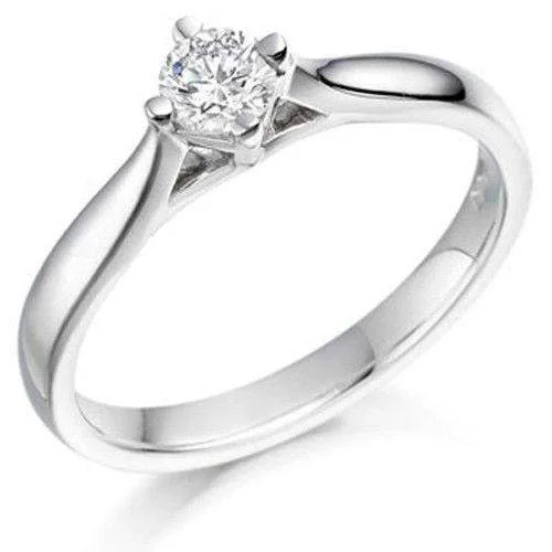 cushion engagement rings for women-0.20ct Round Diamond Engagement Ring - Various Metals Available - EN68R20