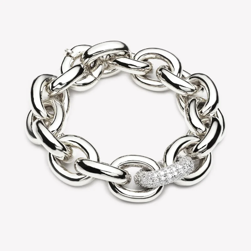 chunky bangles for women-PAVÉ LINK CHAIN BRACELET