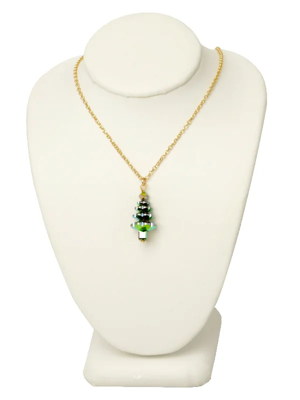 antique-inspired necklaces for women-Evergreen Crystal Tree Necklace - MEDIUM