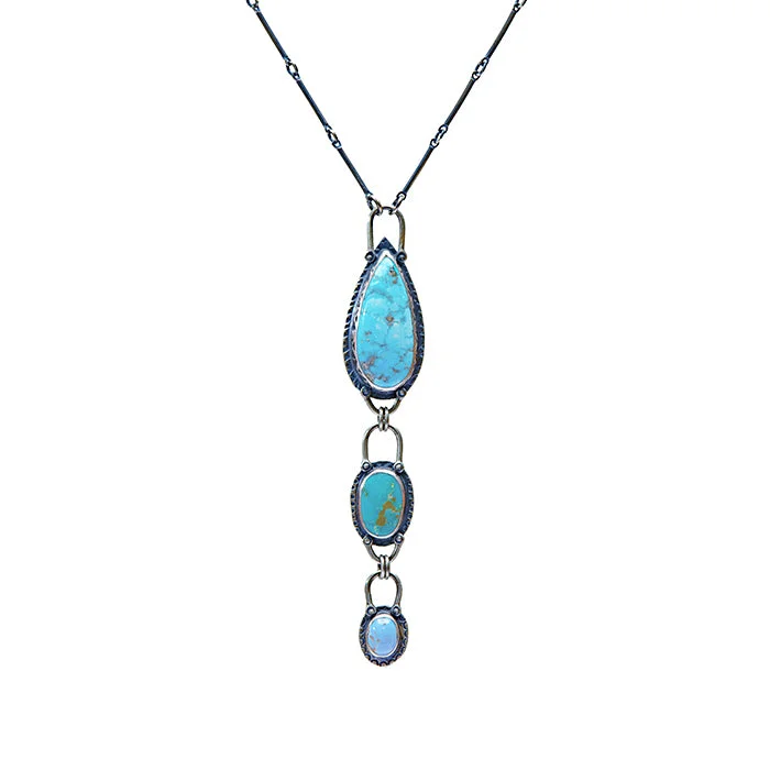 beaded necklaces for women-3 Stone Turquoise Necklace