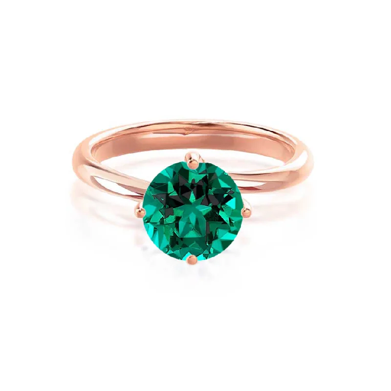 ANNORA - Chatham® Emerald 18k Rose Gold Twist Solitaire Ring