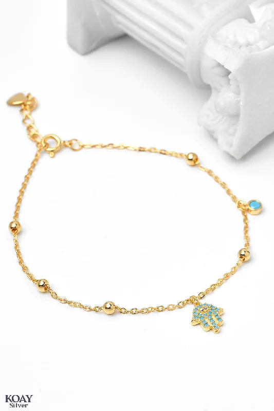 cute bangles for women-Turquoise Hand Bracelet GP