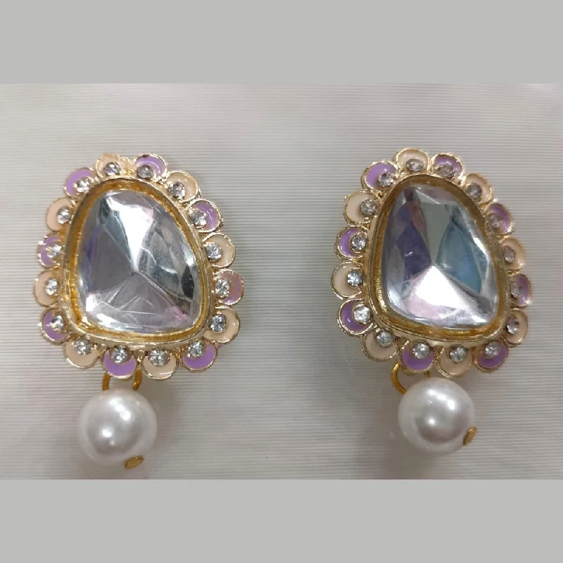 luxury pearl earrings for women-Khushboo Jewellers Gold Plated Stud Earrings (Assorted Color)