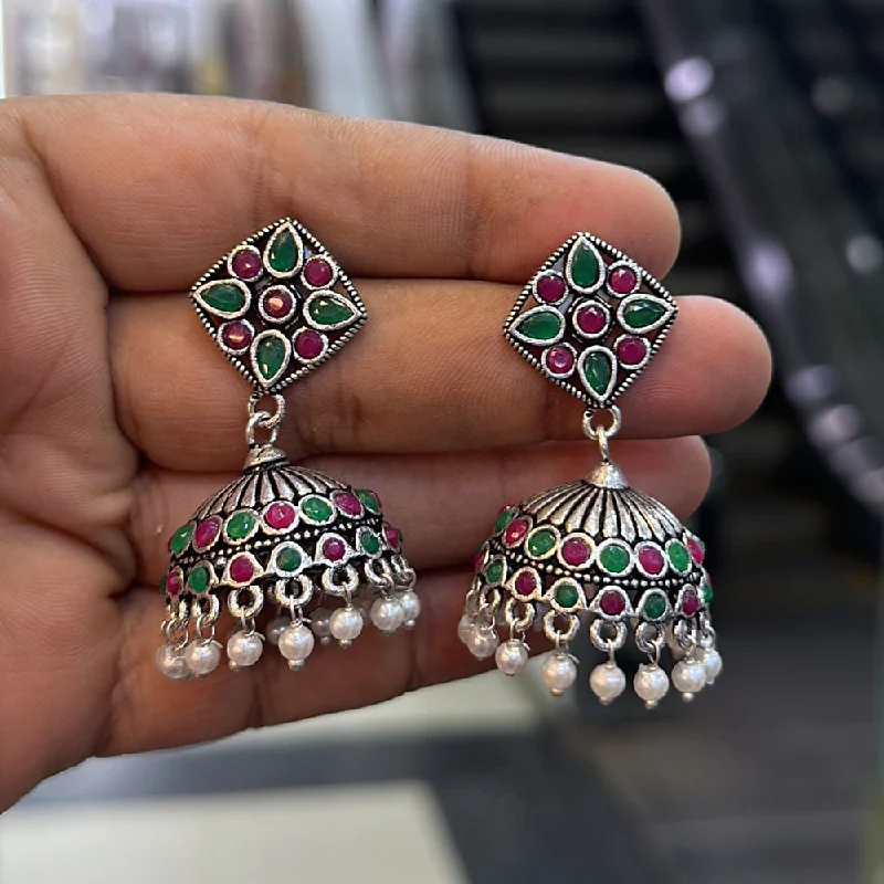 modern earrings for women-Akruti Collection Oxidised Plated Jhumki Earrings