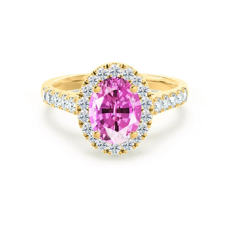 ROSA - Chatham® Pink Sapphire & Diamond 18K Yellow Gold Halo