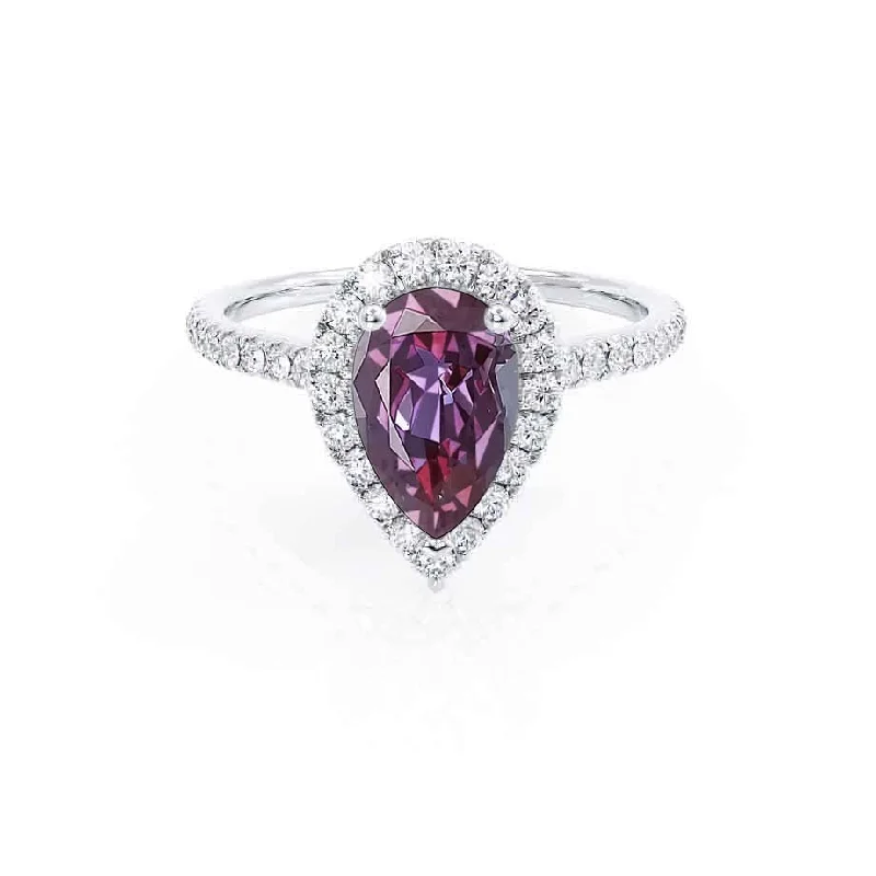 HARLOW - Chatham® Pear Alexandrite & Diamond 950 Platinum Halo