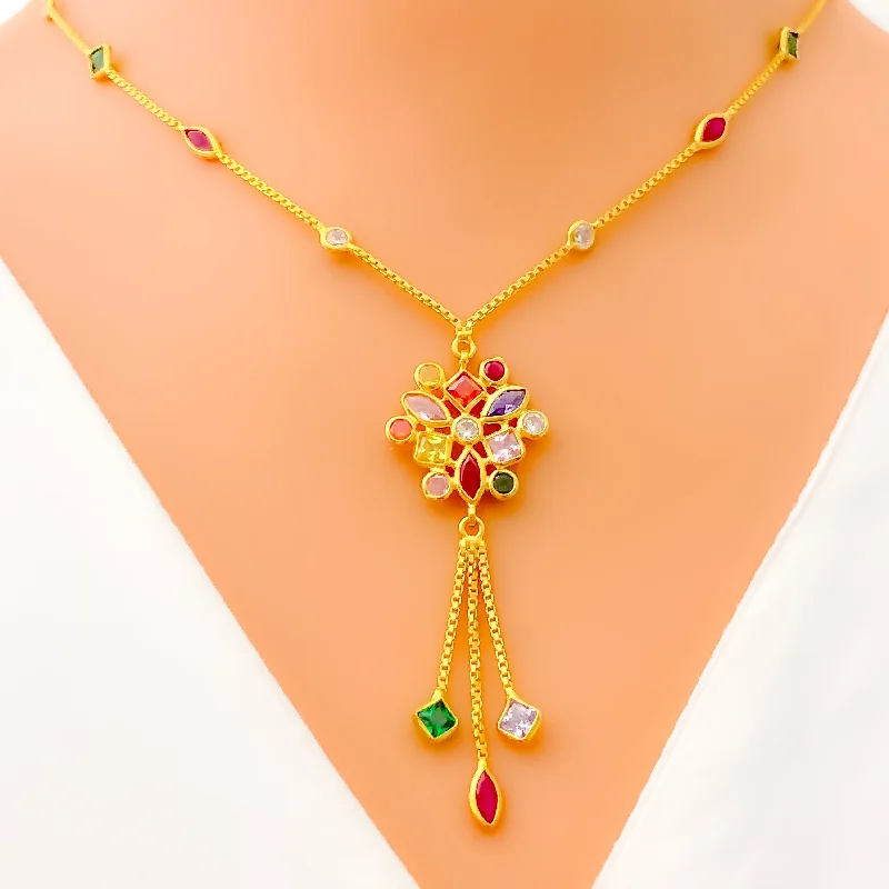 oval necklaces for women-Palatial Ornate 22k Gold CZ Mosaic Necklace