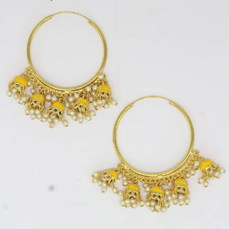 statement pearl earrings for women-Mahavir Gold Plated Jhumki Earrings