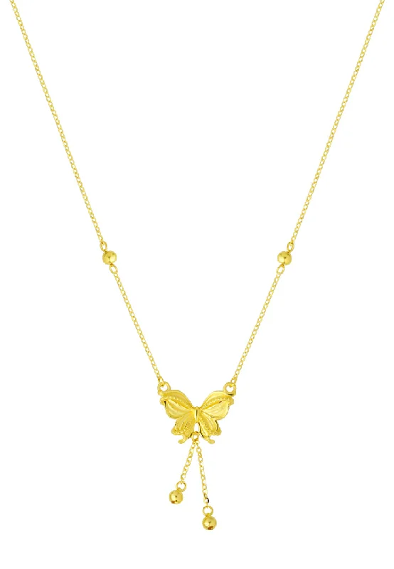 stylish necklaces for women-TOMEI XIFU Grandiose Butterfly Necklace, Yellow Gold 999