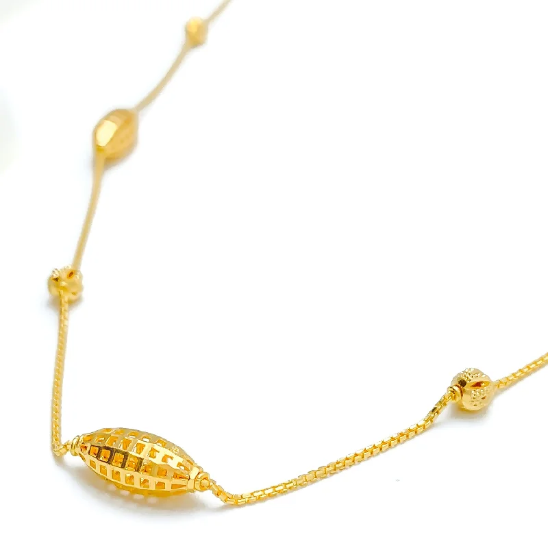 elegant necklaces for women-Mesmerizing Golden 22k Gold Long Glowing Necklace - 28"