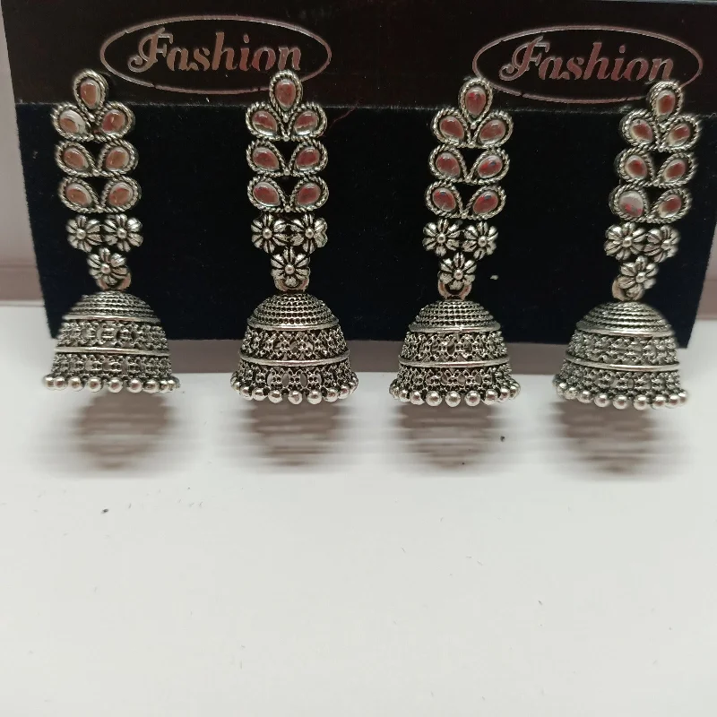 statement earrings for women-Tahura Oxidised Plated Jhumki Earrings