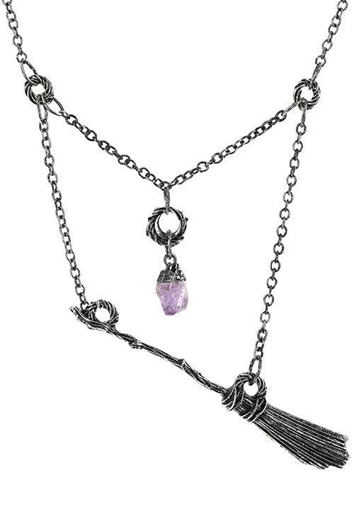 fashion-forward necklaces for women-Instant Shipping! Gothic Witch Broomstick Necklace