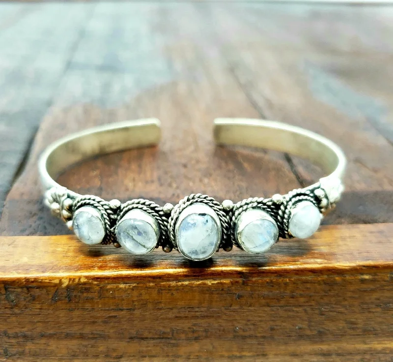 stackable bracelets for women-Tibetan Moonstone Chodha Bracelet