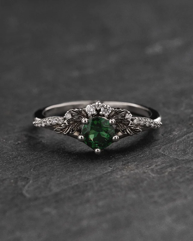 Rare tsavorite garnet engagement ring / Amelia