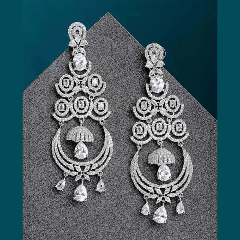 custom gemstone earrings for women-Pooja Bangles Silver  Plated AD Stone Dangler Earrings