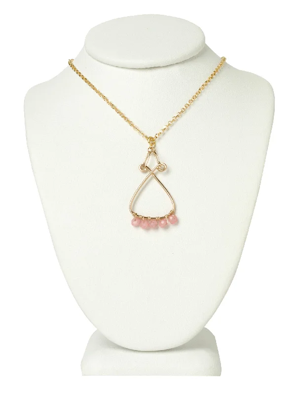 bold statement necklaces for women-Rose Quartz Filigree Necklace