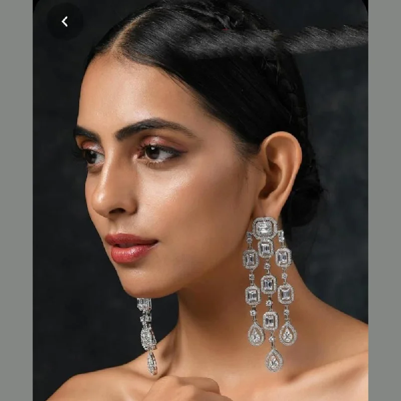 statement gemstone earrings for women-Manisha Jewellery Silver Plated AD Stone Dangler Earrings