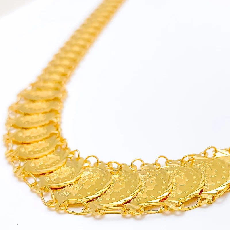 gold heart necklaces for women-Royal Timeless Coin 22k Gold Necklace