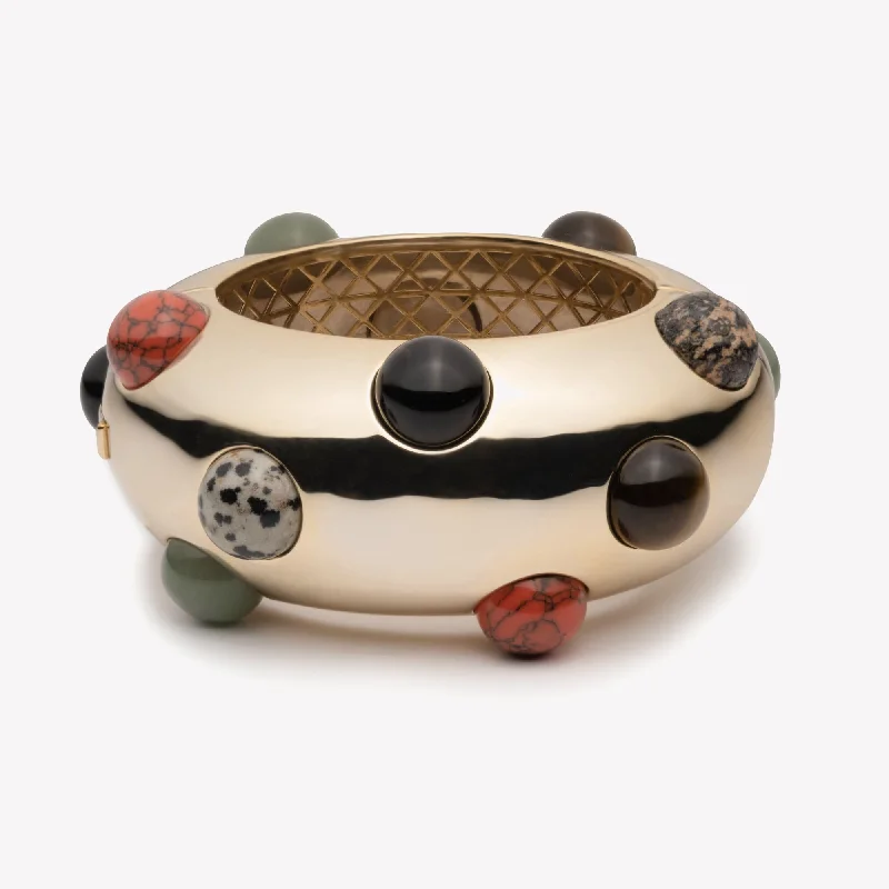 cute bangles for women-INLAID CABOCHON DOME BRACELET - PRISM