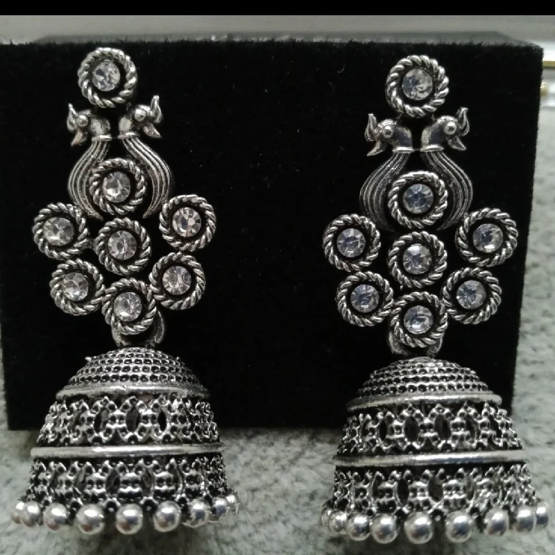 matching earrings for women-Tahura Oxidised Plated Jhumki Earrings