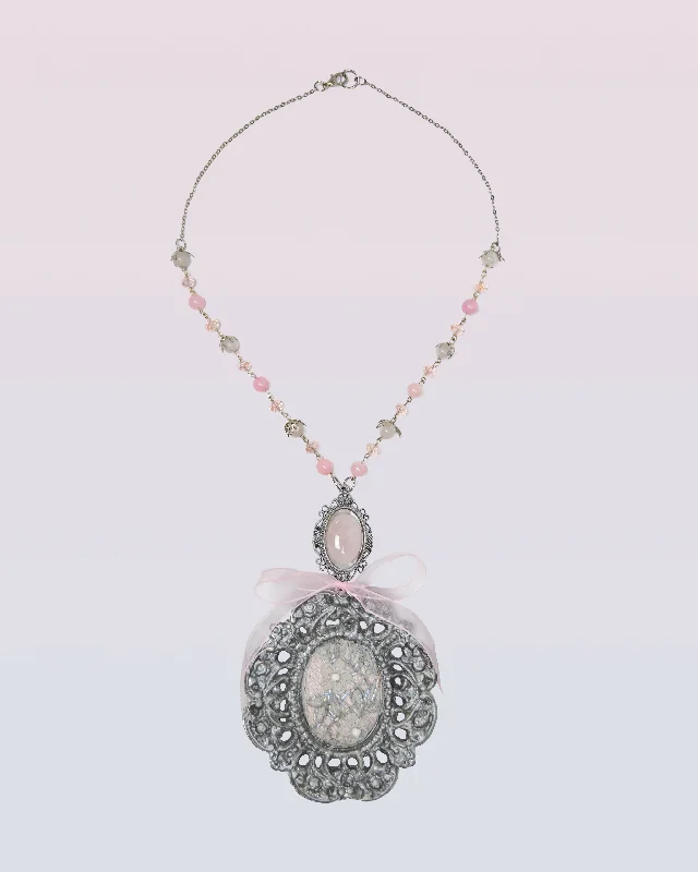 sapphire necklaces for women-Pink "Antique Floral" Necklace