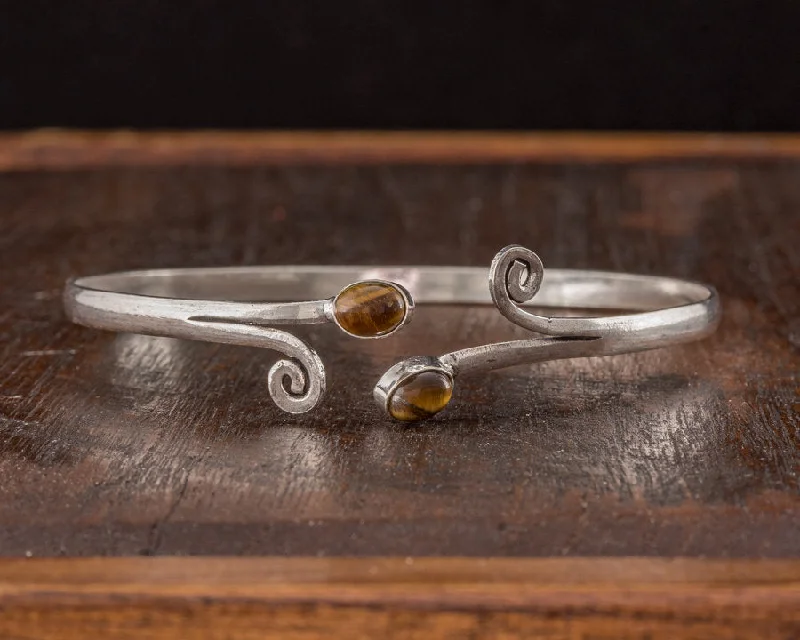 vintage bangles for women-Winds of Tiger's Eye Arm Cuff