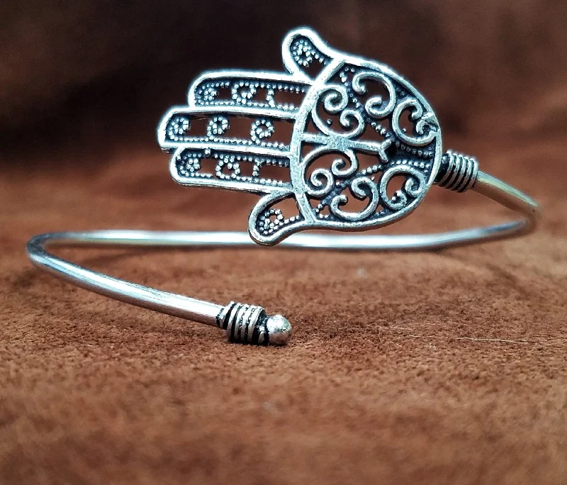 simple bracelets for women-Adjustable Hamsa Bracelet