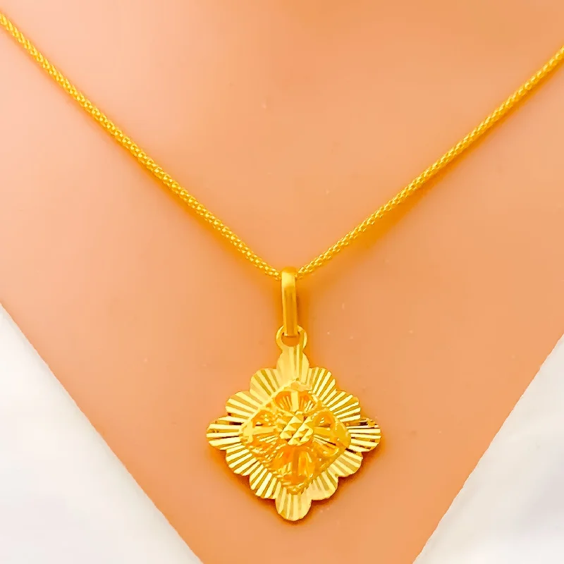 butterfly necklaces for women-Opulent Eclectic 22k Gold Square Necklace