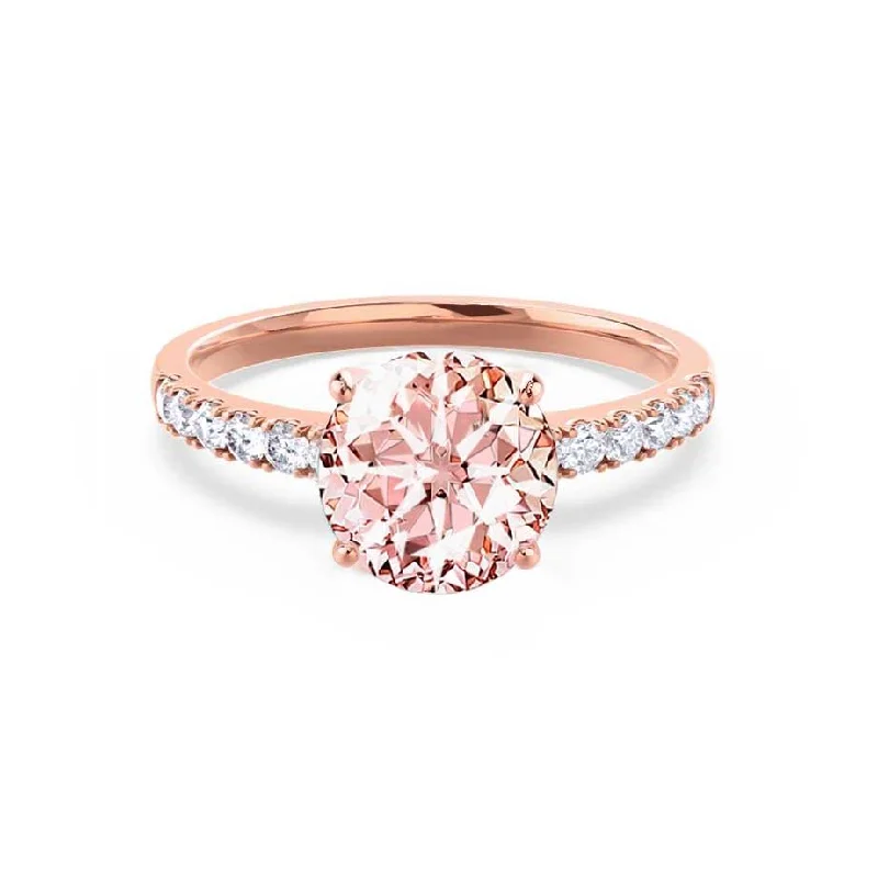 GISELLE - Chatham® Champagne True Sapphire & Diamond 18k Rose Gold Ring