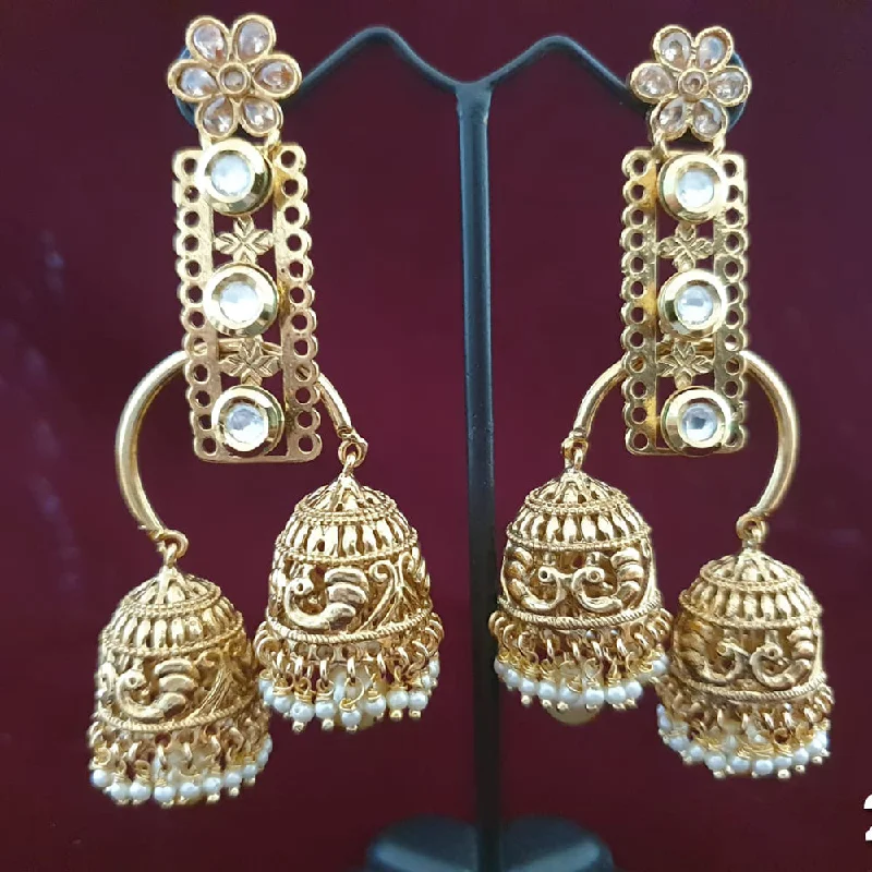 luxury fashion earrings for women-Neepa Jewells Copper Gold Jhumki Earrings