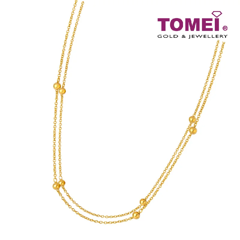 gemstone pendant necklaces for women-Double Strand Bead Necklace | Tomei Yellow Gold 916