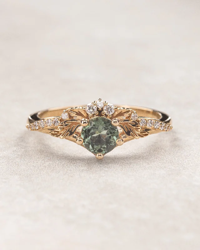 Delicate engagement ring with mint green tourmaline / Amelia