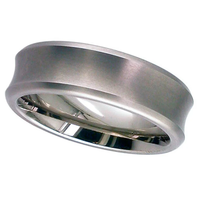 stunning engagement rings for women-Concave Titanium Ring - 2250