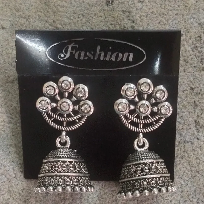 vintage earrings for women-Tahura Oxidised Plated Jhumki Earrings