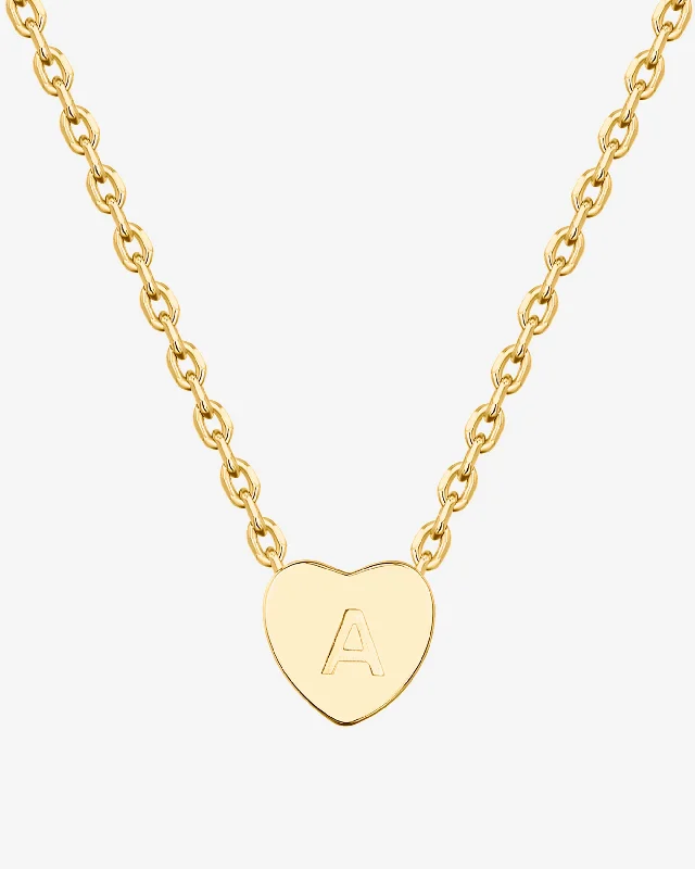 chic chain necklaces for women-Dainty Heart Initial Necklace