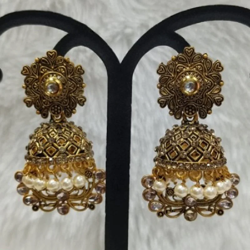 unique hoop earrings for women-Infinity Jewels Gold Plated Austrian Stone Jhumki Earrings