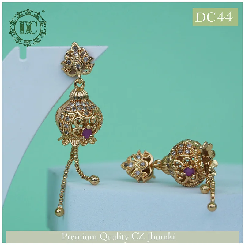 statement pearl earrings for women-Diksha Collection Gold Plated Jhumki Earrings