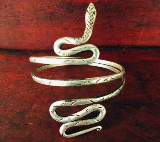 trendy bracelets for women-Silver Snake Arm Bracelet