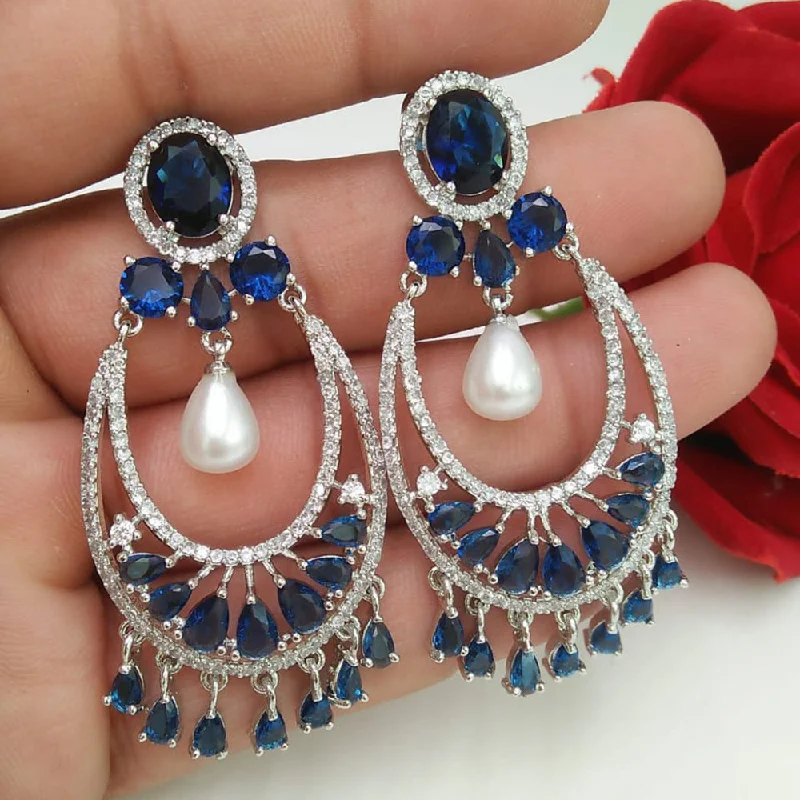 luxury earrings for women-Manisha Jewellery Silver Plated AD Stone Dangler Earrings