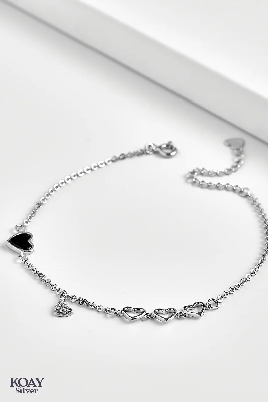 silver cuff bracelets for women-Black Heart Bracelet