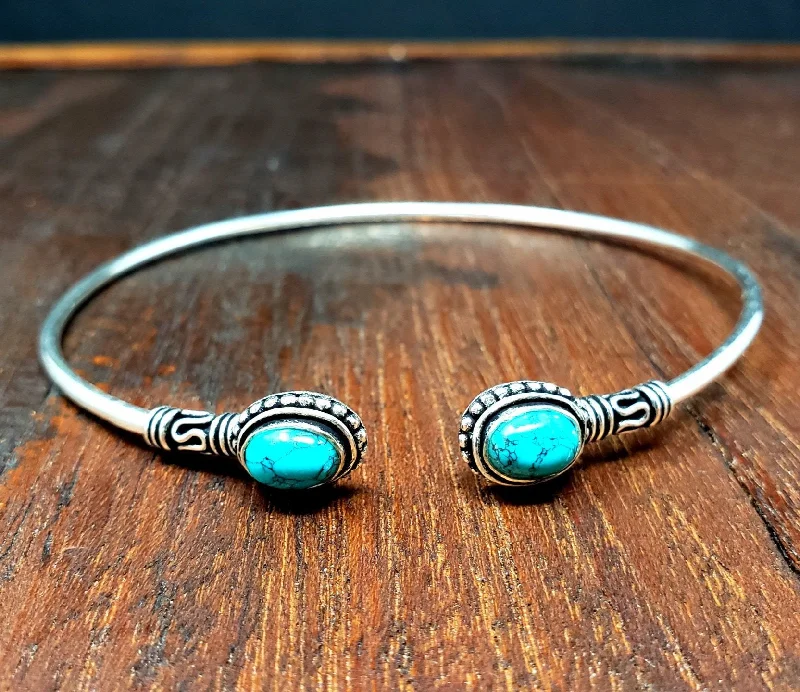 fine jewelry bracelets for women-Simple Turquoise Arm Cuff