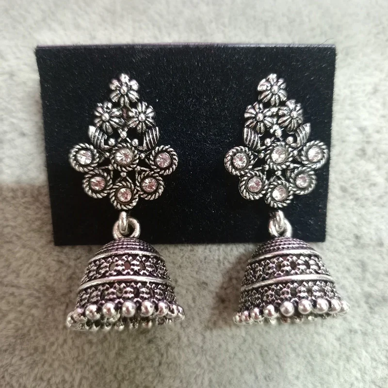 floral earrings for women-Tahura Oxidised Plated Jhumki Earrings