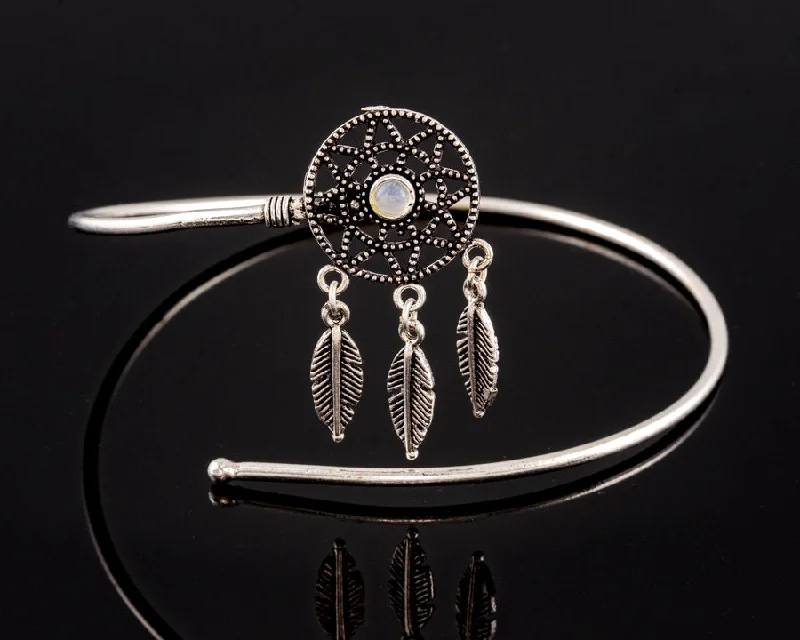 classic cuff bangles for women-Moonstone Dream Catcher Arm Cuff