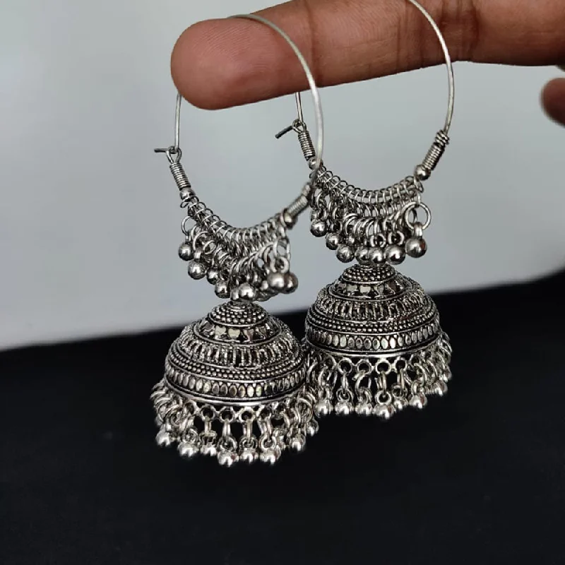 vintage-inspired earrings for women-Lucentarts Jewellery Silver Plated Jhumki Earings