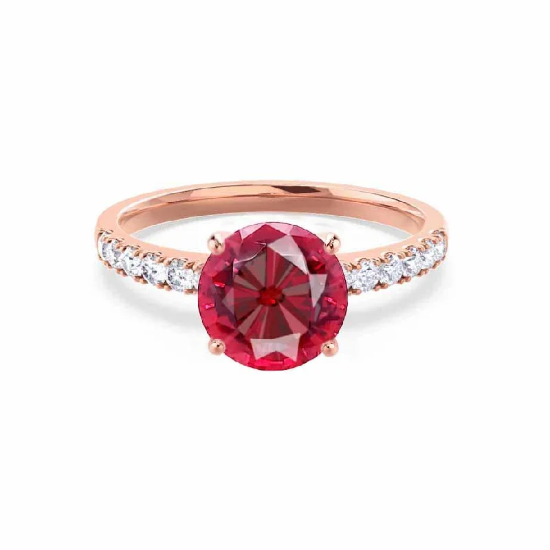 GISELLE - Chatham® Ruby & Diamond 18k Rose Gold Solitaire