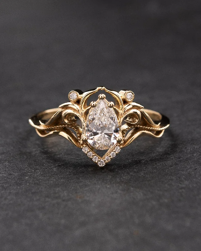 Lab grown diamond engagement ring, vintage inspired engagement ring / Lida small