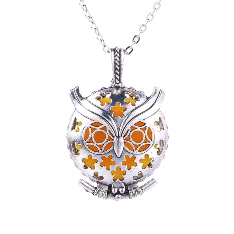 boho necklaces for women-Ancient Silver Owl Antique Retro Magnetic Aromatherapy Perfume Box Necklace - Oil Diffuser Locket Pendant (many designs available)