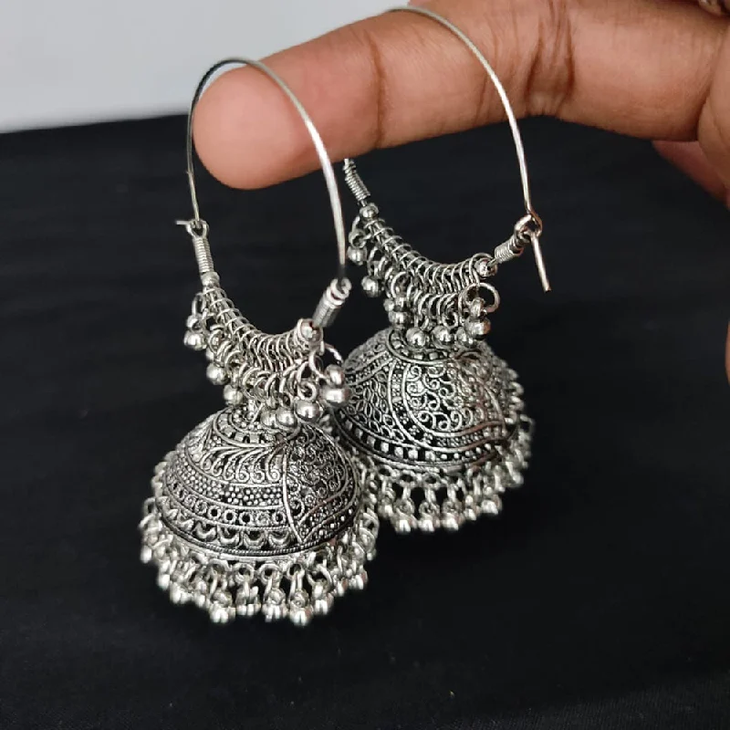 teardrop earrings for women-Lucentarts Jewellery Silver Plated Jhumki Earings